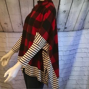 Ladies red and black fleece poncho style shirt size S
